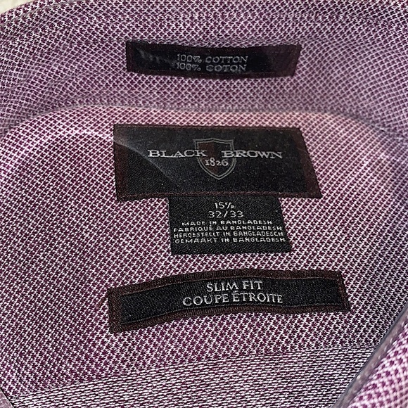 NWT Black Brown 1826 Burgundy Men’s Button-Down Shirt size 32/33 - Picture 7 of 9